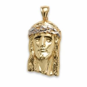 10kt Solid Real Gold Rope Necklace And Jesus Charm